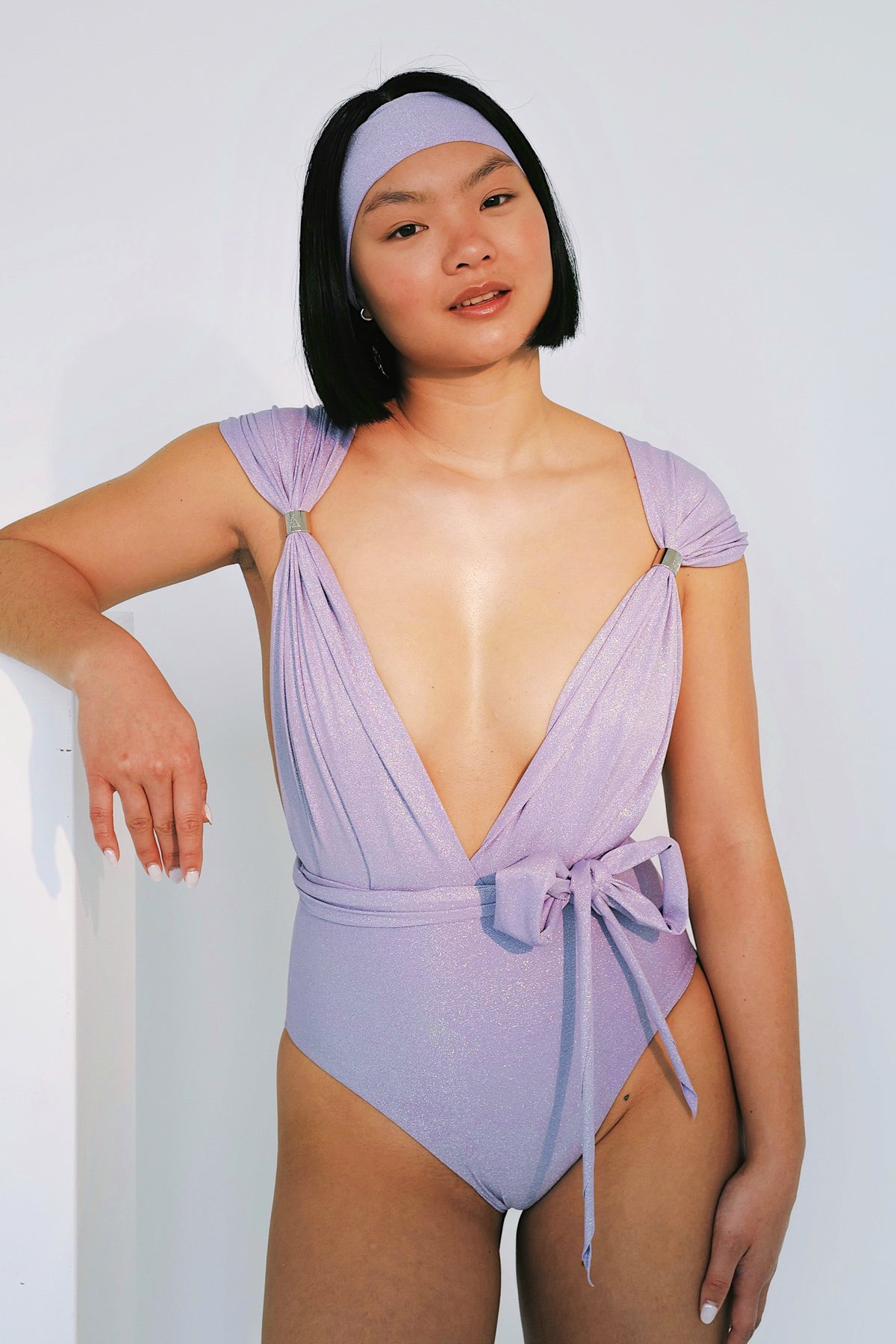 Sustainable & Convertible Sparkle Swimsuit Lilac Blossom