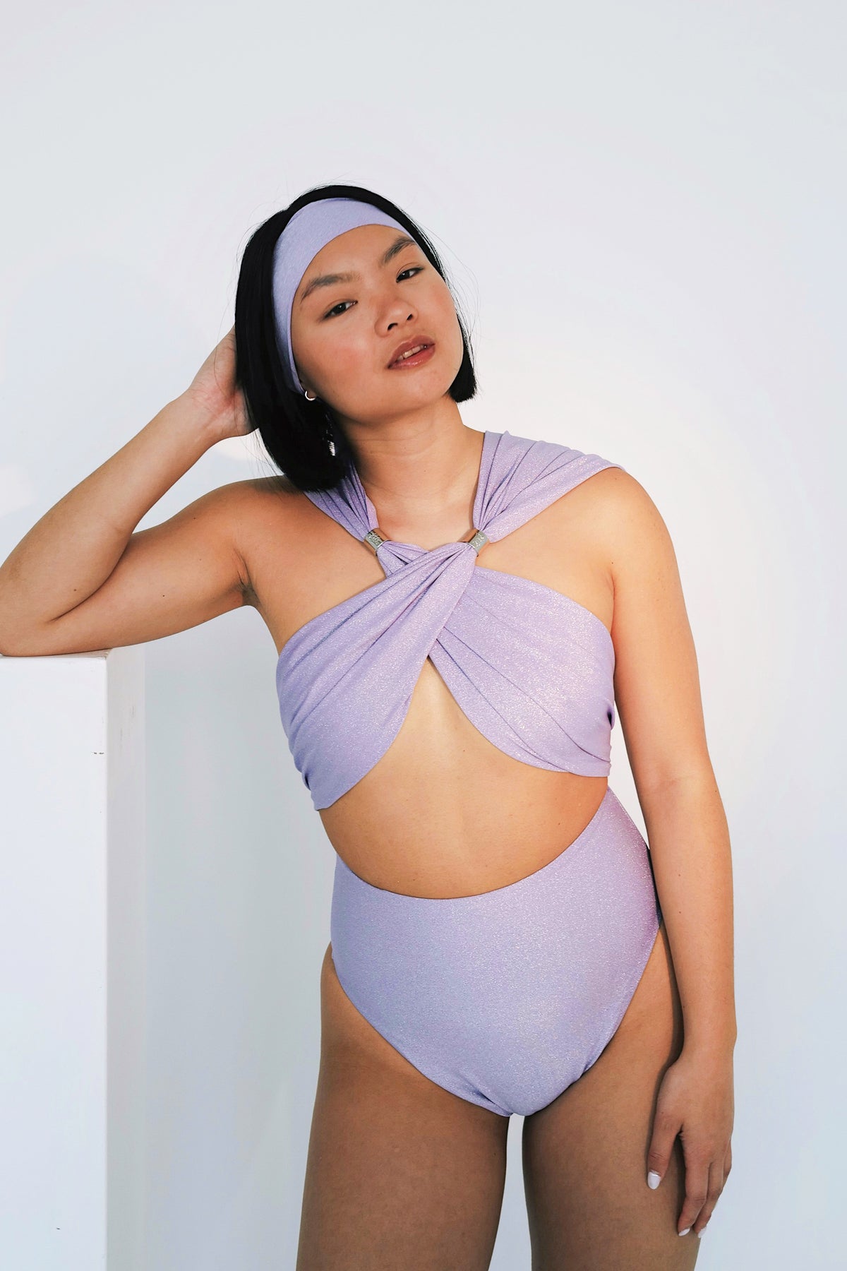 Sustainable & Convertible Sparkle Swimsuit Lilac Blossom