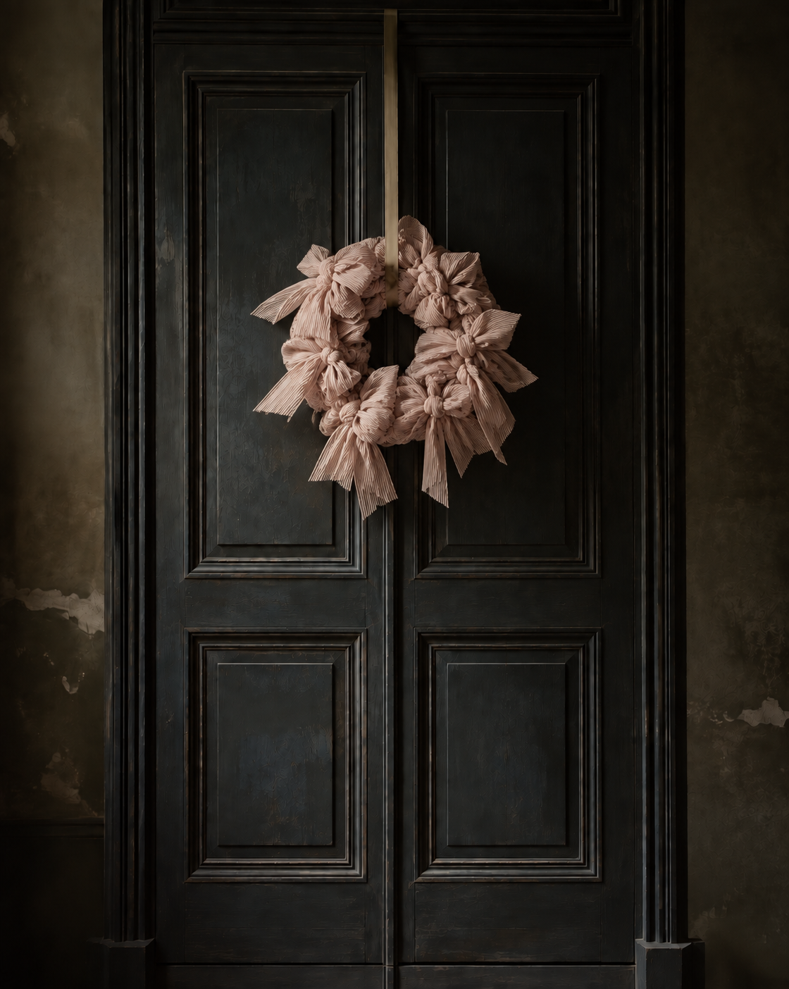 Adventskranz Ribbon Christmas Wreath - Creme Bow