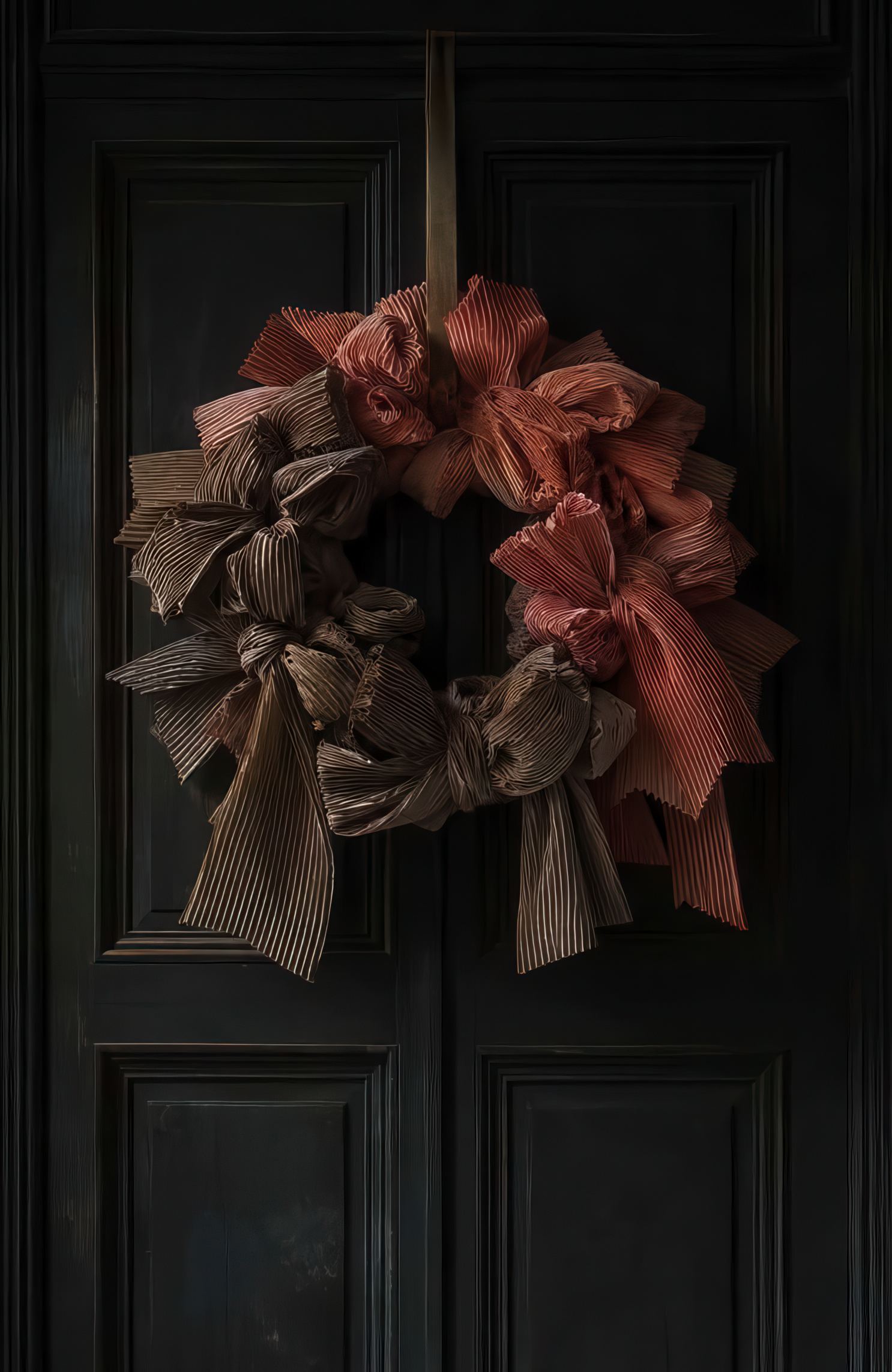 Adventskranz Ribbon Christmas Wreath - Rosé-Caramel Bow