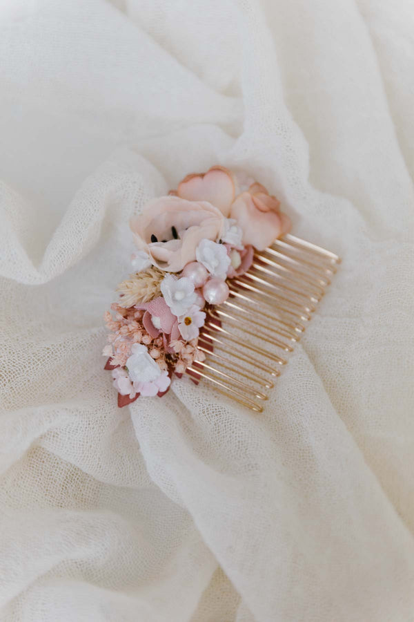 Handmade Flower Comb Peachy