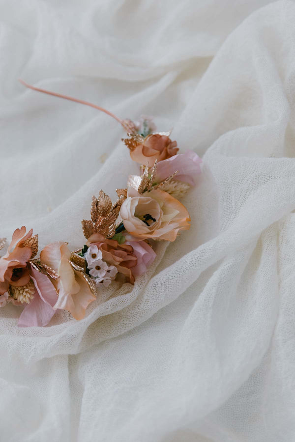 Handmade Golden Headpiece Peachy