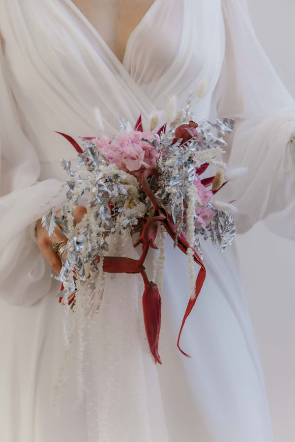 Dried Flower Bridal Bouquet Pink Lotus