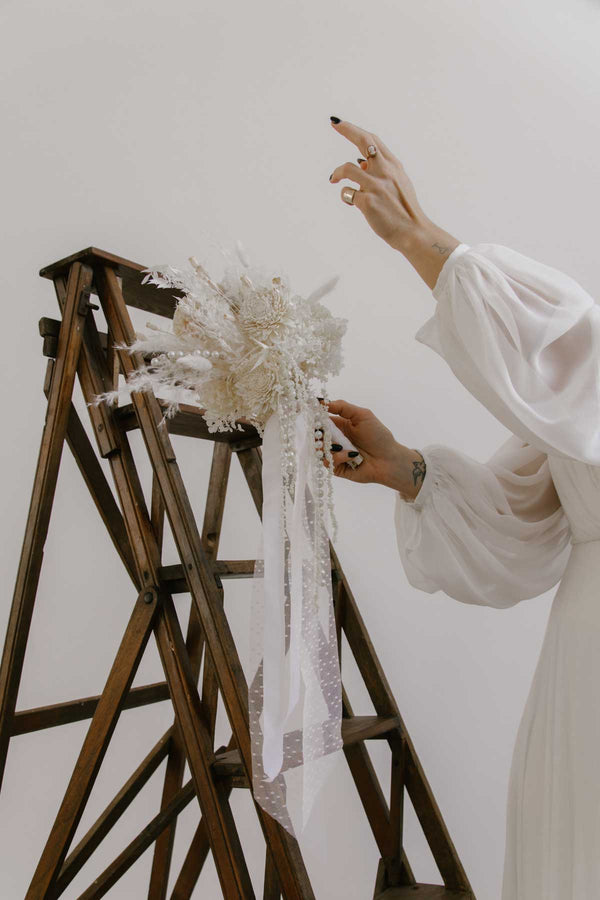 Dried Flower Bridal Bouquet White Hydrangea