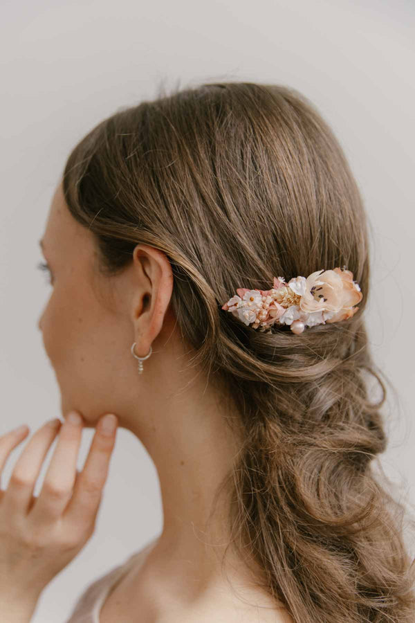 Handmade Flower Comb Peachy