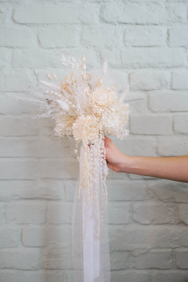 Dried Flower Bridal Bouquet White Hydrangea