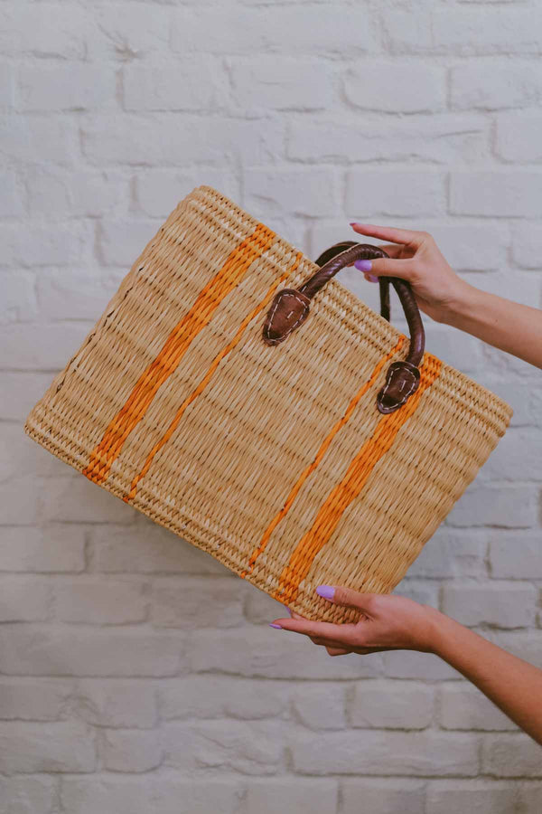 Maroccan large beach bag ORANGE LINES