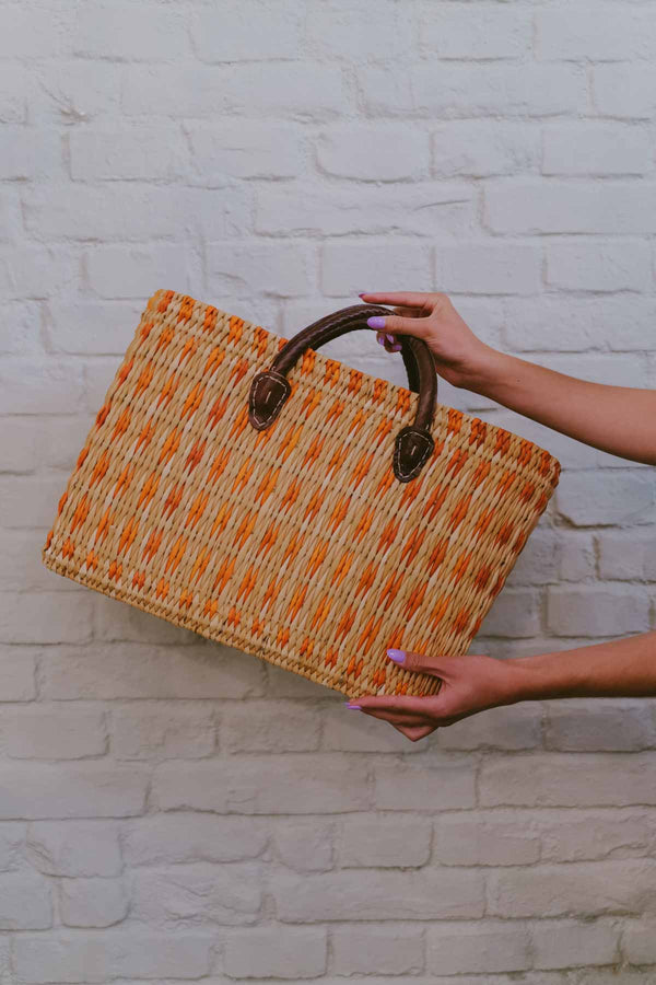 Moroccan large beach bag ORANGE DOTS