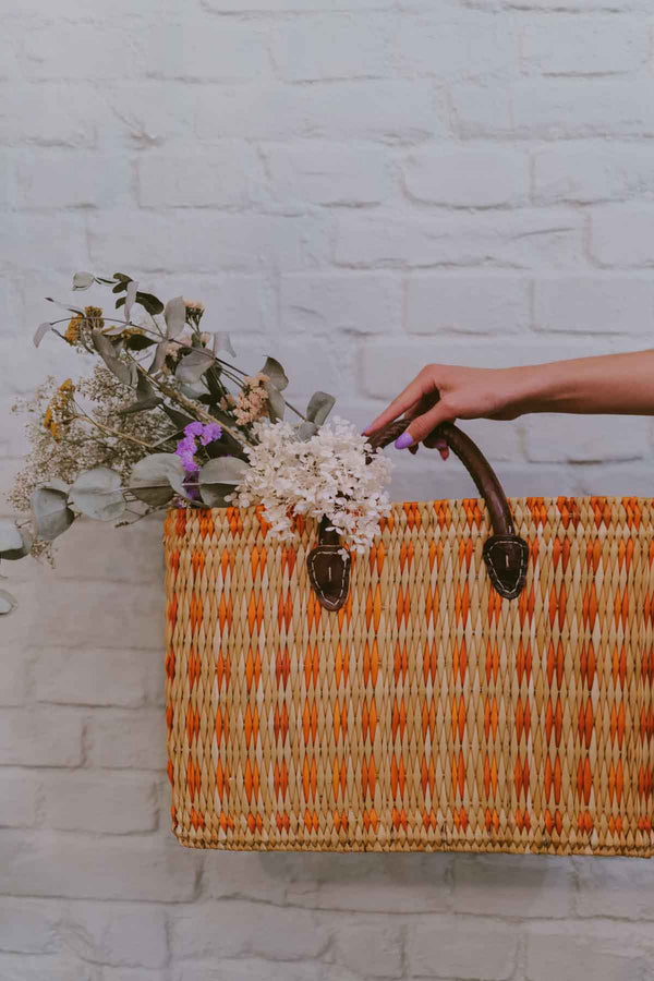 Moroccan large beach bag ORANGE DOTS