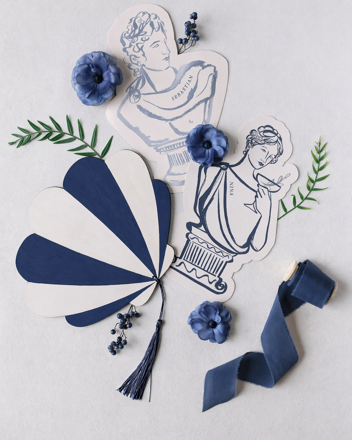 Ocean Blue Summer Wedding Fan