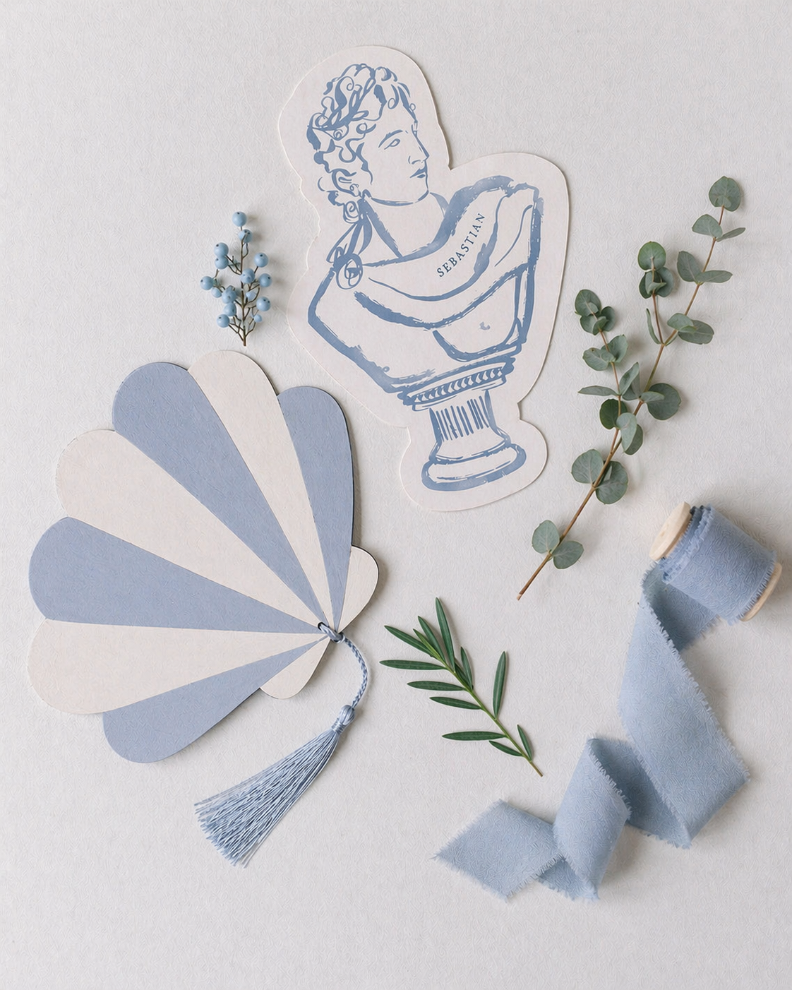 Baby Blue Summer Wedding Fan