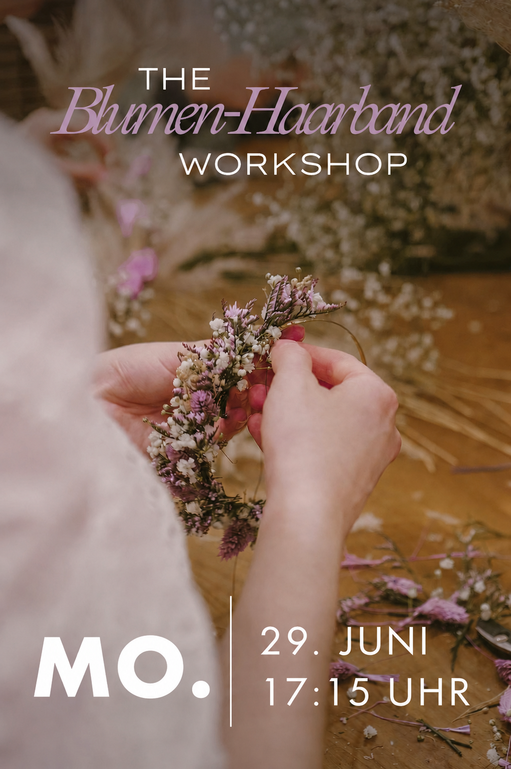 Workshop Wien Blumen Haarband Mo. 29 . Juni 2026 // 17:15 - 18:45 Uhr