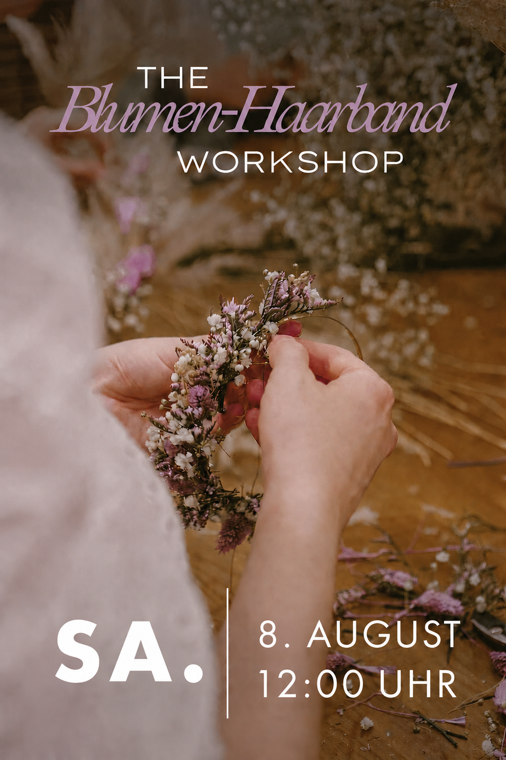 Workshop Wien Blumen Haarband Sa. 8. August 2026 // 12:00 - 13:30 Uhr