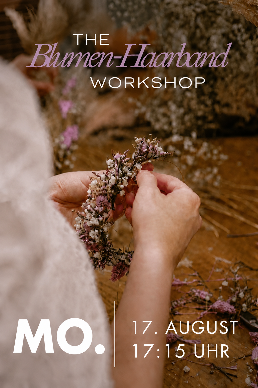 Workshop Wien Blumen Haarband Mo. 17. August 2026 // 17:15 - 18:45 Uhr