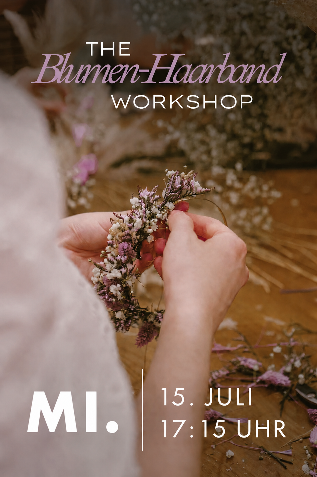 Workshop Wien Blumen Haarband Mi. 15 . Juli 2026 // 17:15 - 18:45 Uhr
