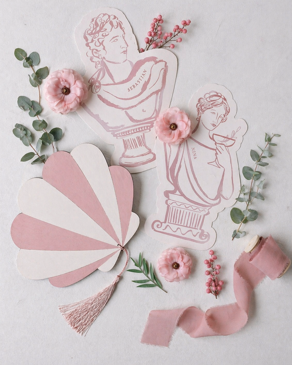 English Rose Summer Wedding Fan