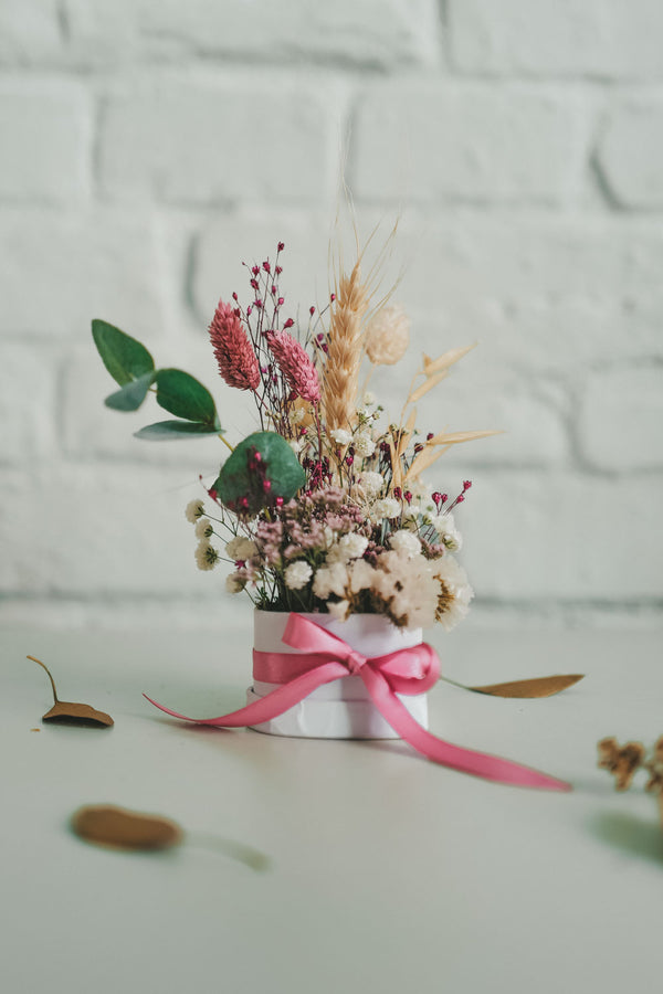 Pink Heart Dried Flower Box