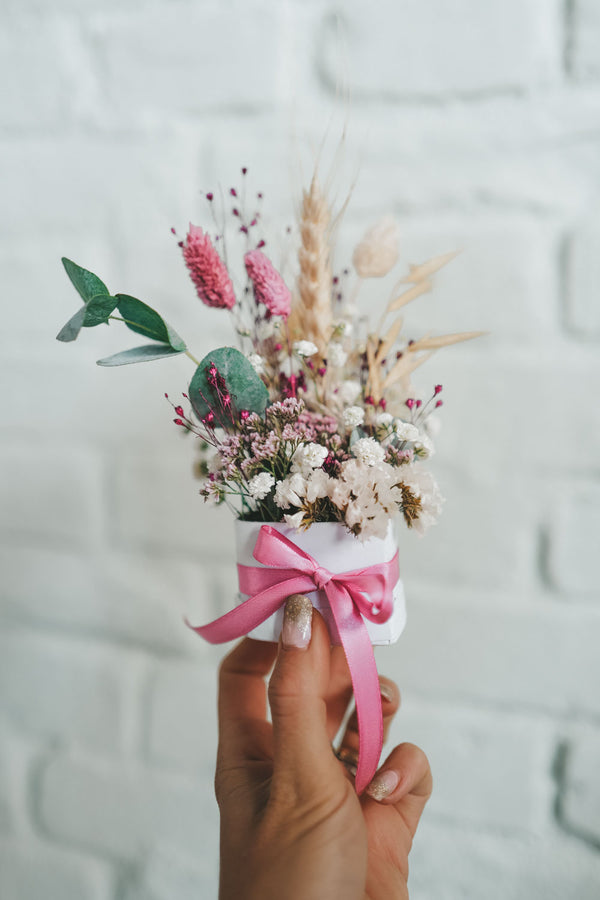 Pink Heart Dried Flower Box