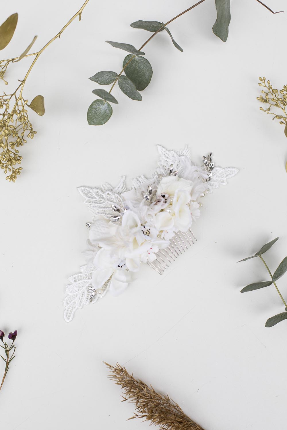 Silver  Serafina Handmade Flower Comb