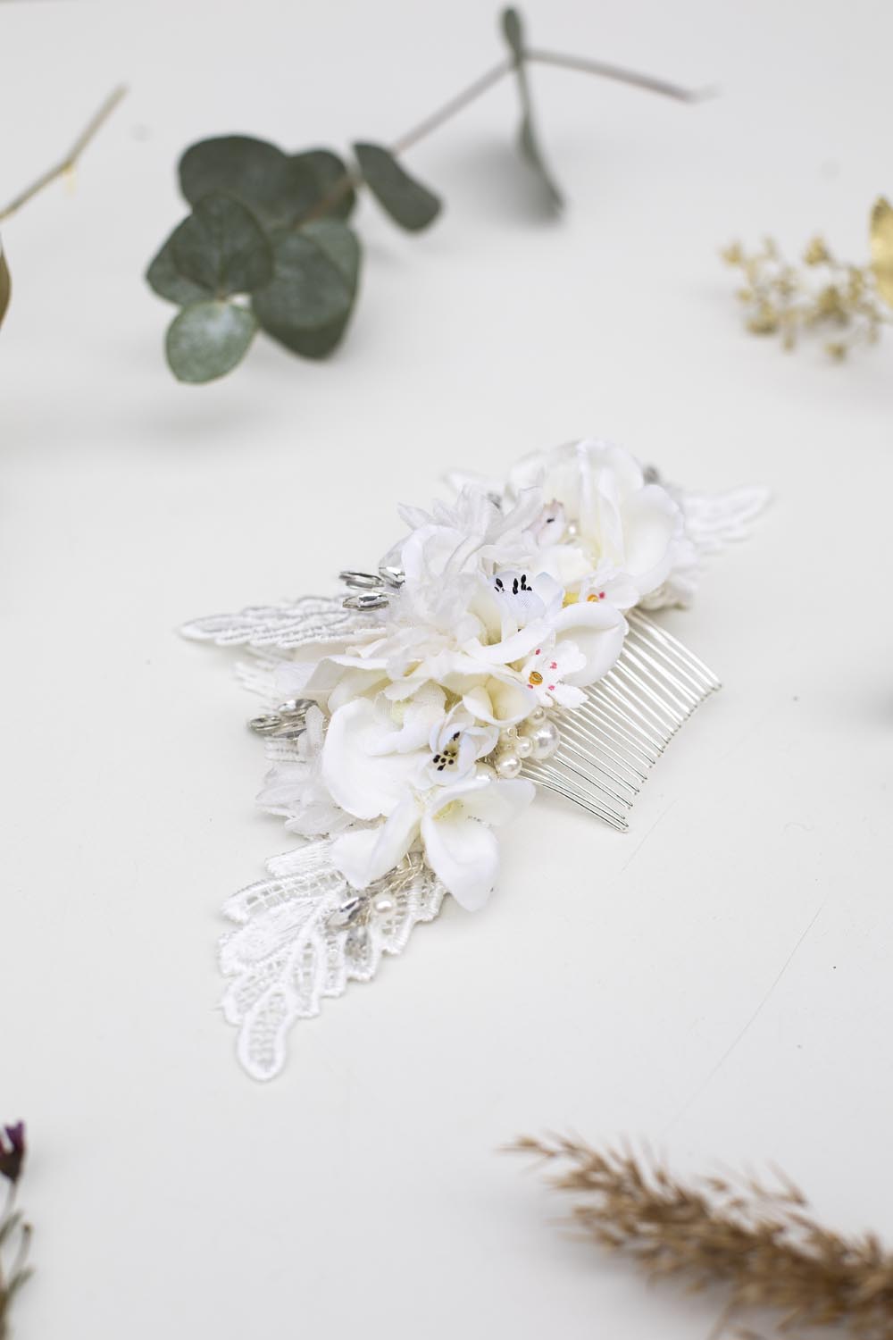 Silver  Serafina Handmade Flower Comb