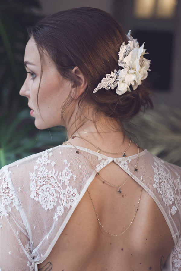 Silver  Serafina Handmade Flower Comb