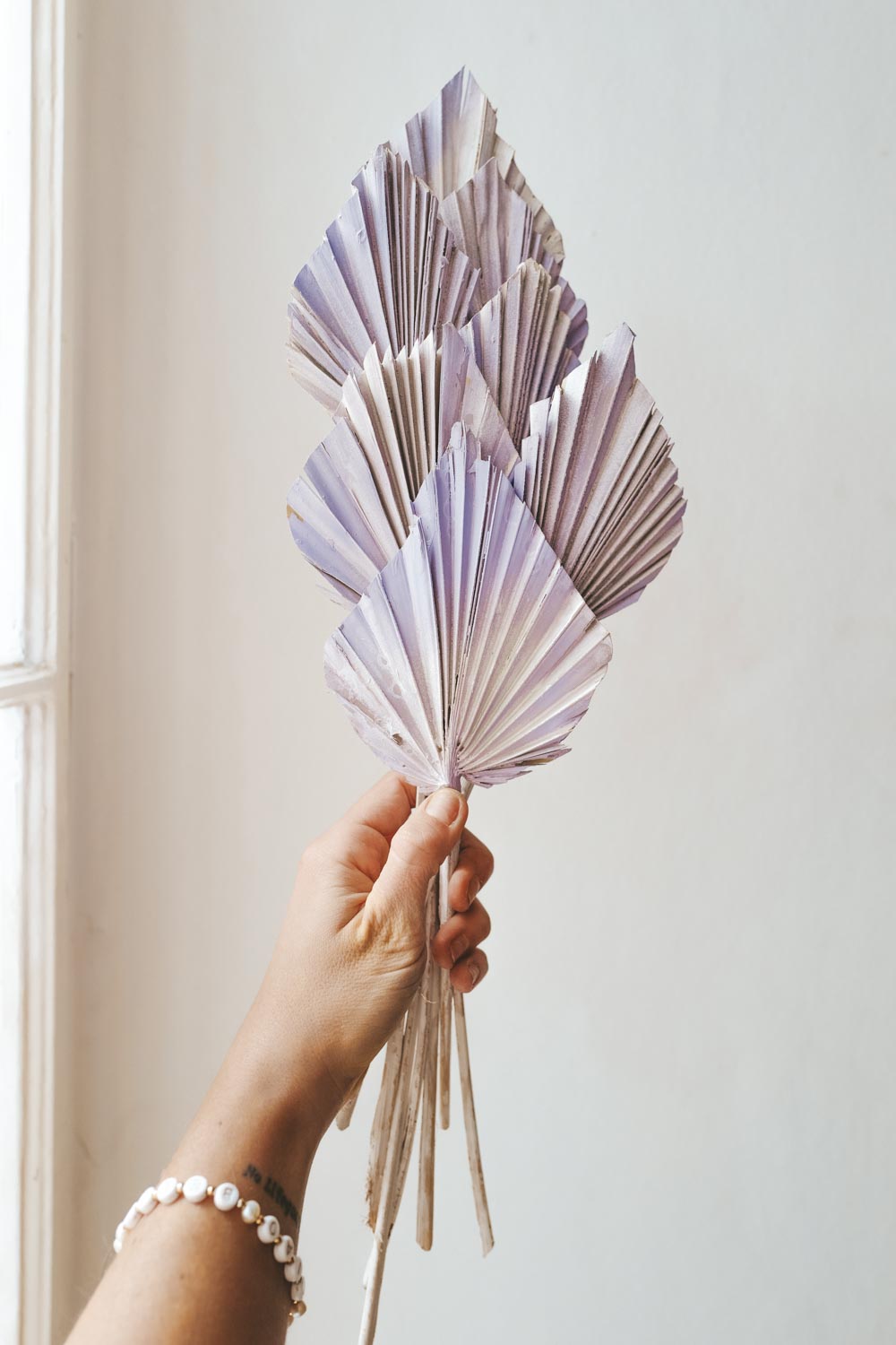 Bundle of natural dried Palm Spears Pastel Violet
