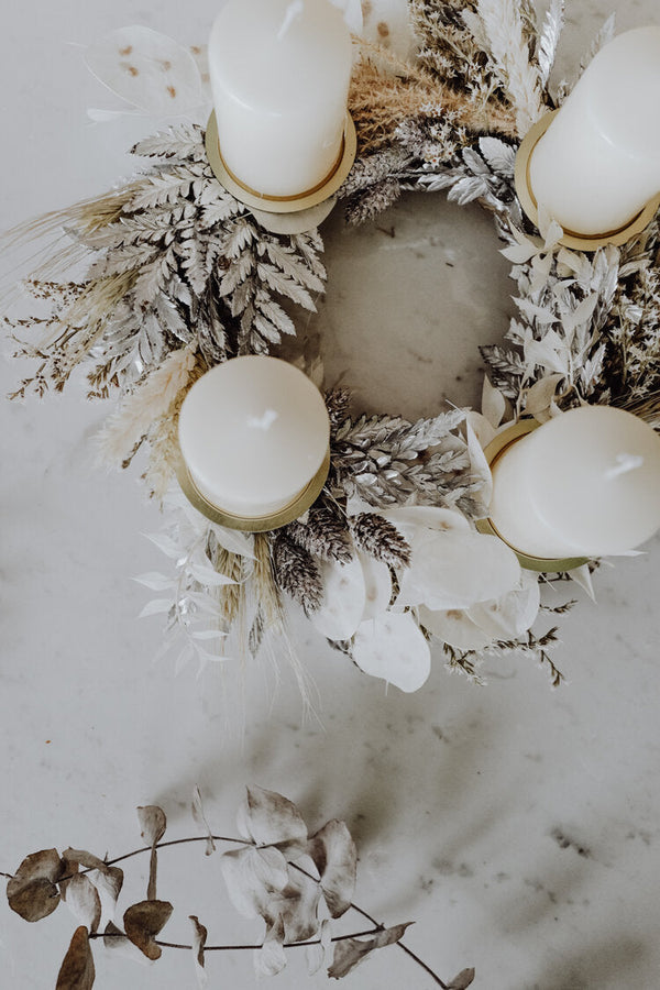 Dried Flower Christmas Wreath Snowwhite