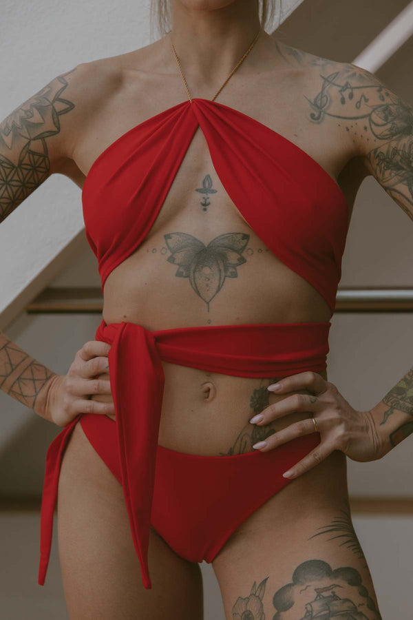 Sustainable Bandeau Bikini Rosso