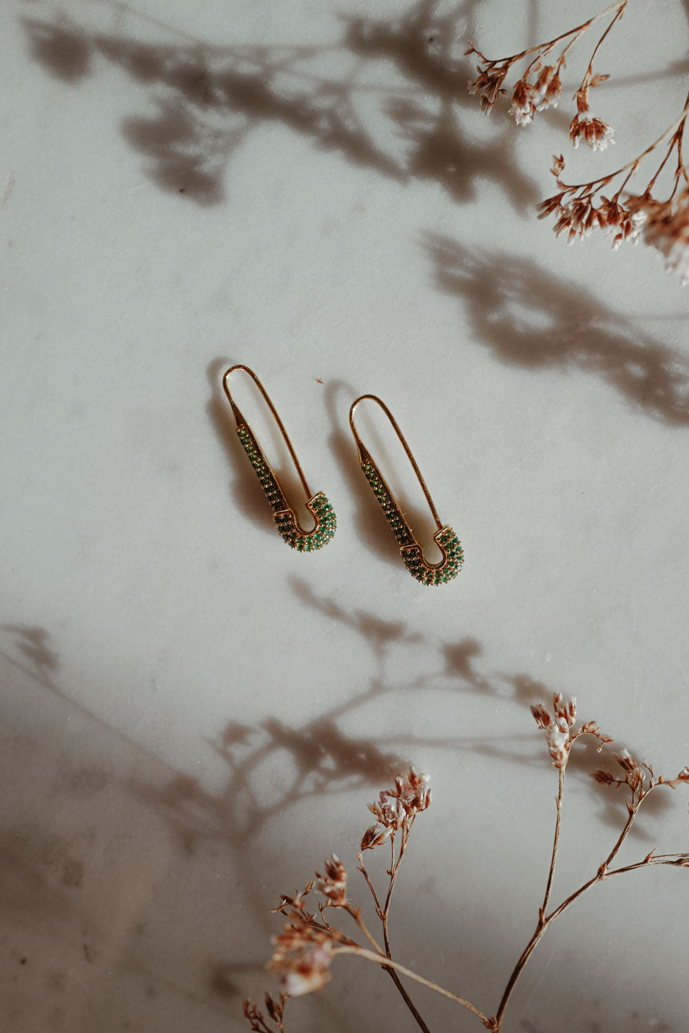 Safety Pin 18k Gold Earrings
