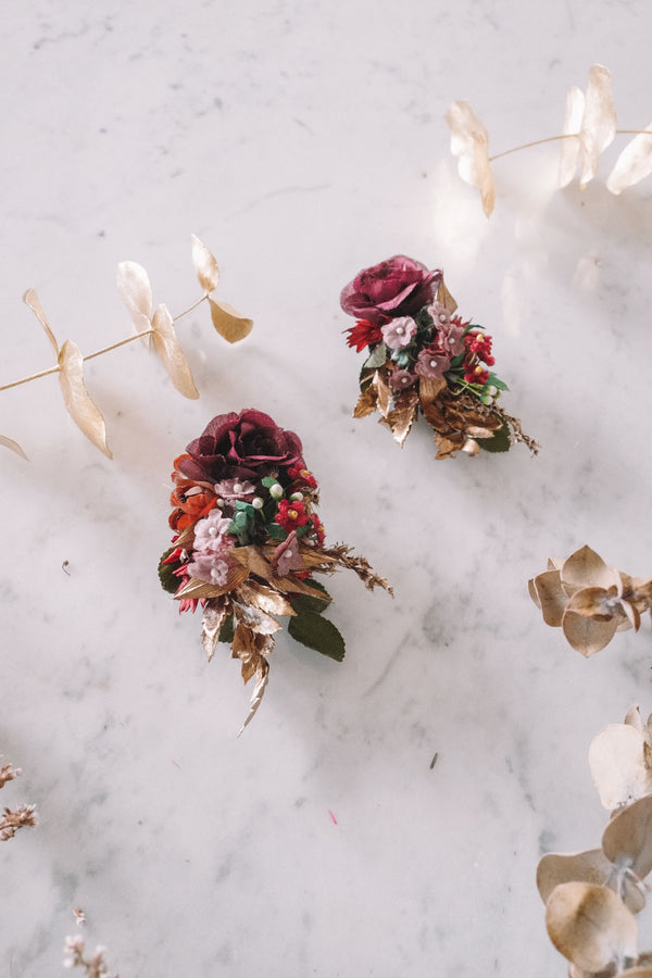 Berry Handmade Flower Earrings
