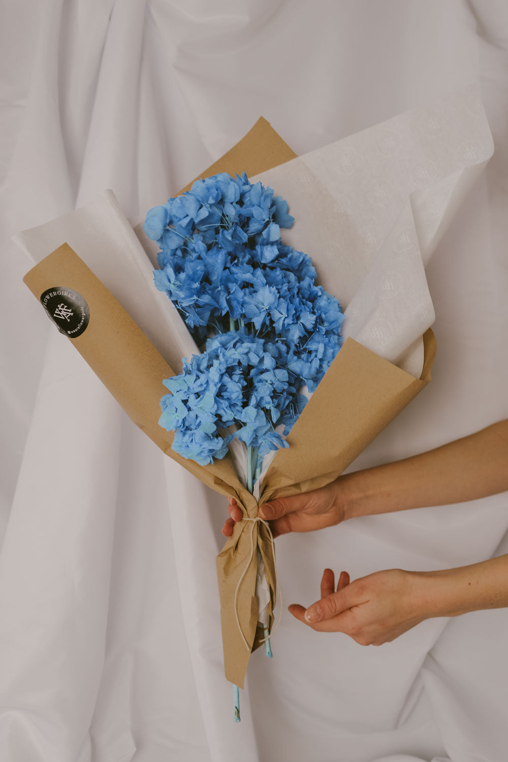 Bundle of preserved and everlasting Hydrangea Electric Blue