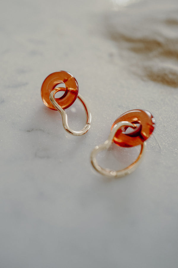 Orange Hoops Earrings